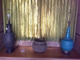 Wonderful large mid century pottery lamps and pots