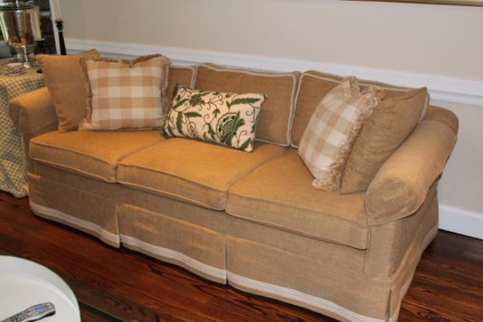 Upholstered Sofa & Pillows