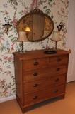 Dresser, Pair Small Lamps and Mirror