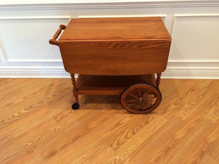 Amish built tea cart with two leaves