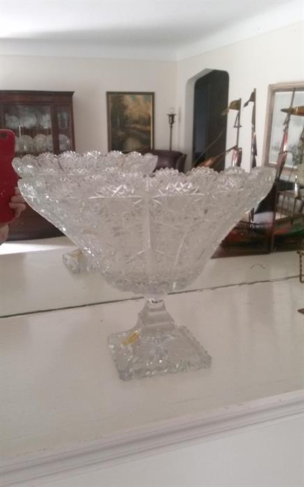 Cut glass footed bowl