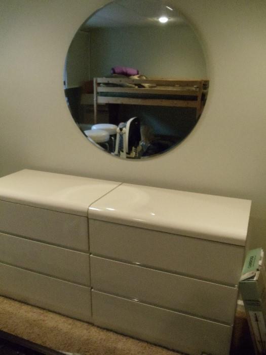 Lacquer Chest of Drawers and Mirror
