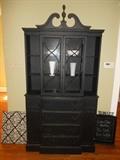 Kitchen/Hearth Room:  A vintage secretary painted black. Great for storing china or books or both!  It measures 42" wide x 14" deep x 81" tall.