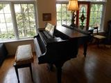 Music Room:  A vintage Wm. Knabe & Co. black baby grand piano (5' 10") and bench.  Early 1920's.