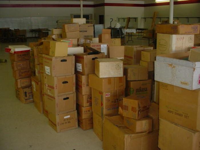 Just a few of the 100's of boxes we are moving to this building and unpack.