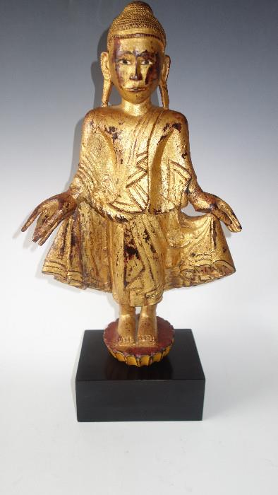 WOOD GILT BURMESE BUDDHA IN THE " MANDALAY STYLE"