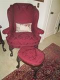 Kindel wingback chair and ottoman