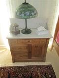 Marble top commode with lamp