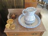 wash basin and pitcher