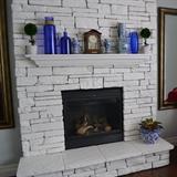 Blue glass and blue and white decor pieces