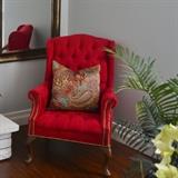 Contemporary wingback chair with nail head finish, brushed fabric, red