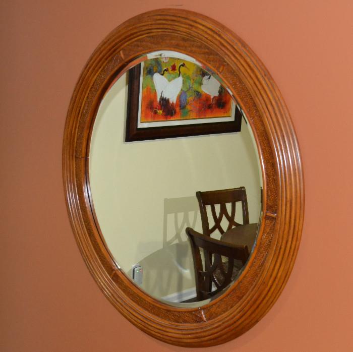 Round wall mirrors, rattan, wicker, wood framed