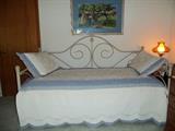 Scrolled Metal Daybed with Extra Clean New Mattress  and Bedding