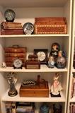 Matryoshka Dolls, Leather Bound Books, Italian Florence Giuseppe Armani Sculptures, Teak and Bone Inlayed Decor