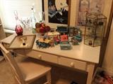 Wooden Desk and Chair, Crystal Decanters,Chinese Cloisonné, Artwork