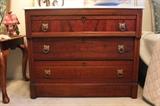 Beautiful Antique with Marble Top Chest of Drawers with Brass Pulls.