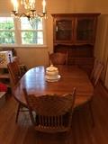 Amish Dining room table chairs and hutch