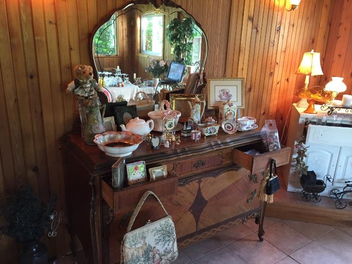 all sorts of glassware, knick knacks and antiques
