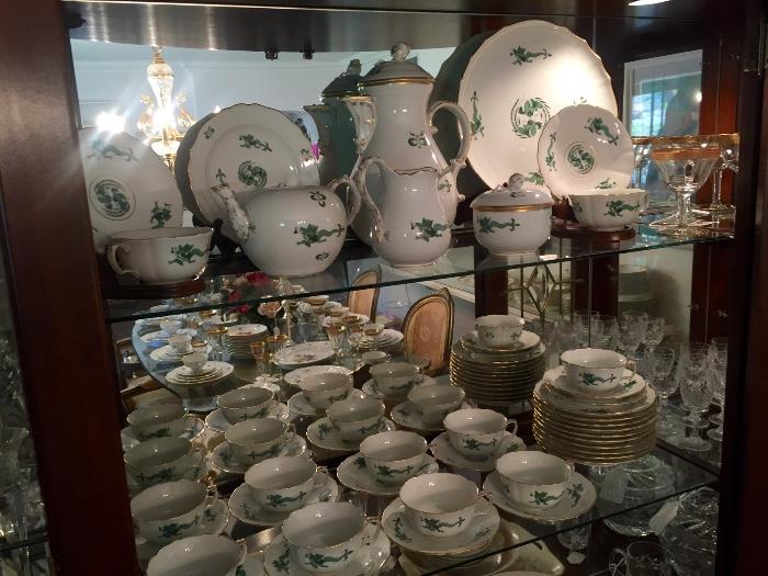 Antique Meissen Green Dragon China - cross sword mark