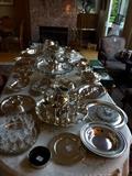 Tons of silver hollow ware,tea sets, trays, goblets, etc.