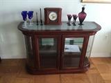 Cherry Wood and Glass Credenza