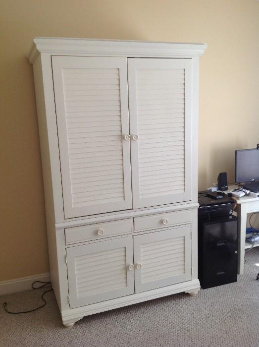 White louver door TV cabinet / Armoire $ 200.00