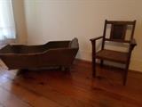 Antique Cradle,Antique Mission Oak Child's Chair