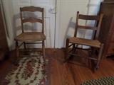 Antique Rocker & Chair,Antique Hooked Rug