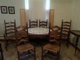 Antique Table & Set of Six Ladder back Chairs