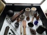 Antique Smalls,Civil War Cannon Ball,Bells,Bottles,Ink Well,Kitchen, Small Crocks