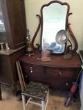 Antique Dresser with mirror,Vintage & Antique Lamp
