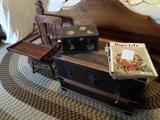 Antique Child's Potty,Antique Trunk,Antique Doll Trunk,1950's Boy's Life Magazines