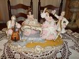 Lovely Irish Antique Dresden Porcelain Lace Figurine Musical Group by Muller-Volkstedt