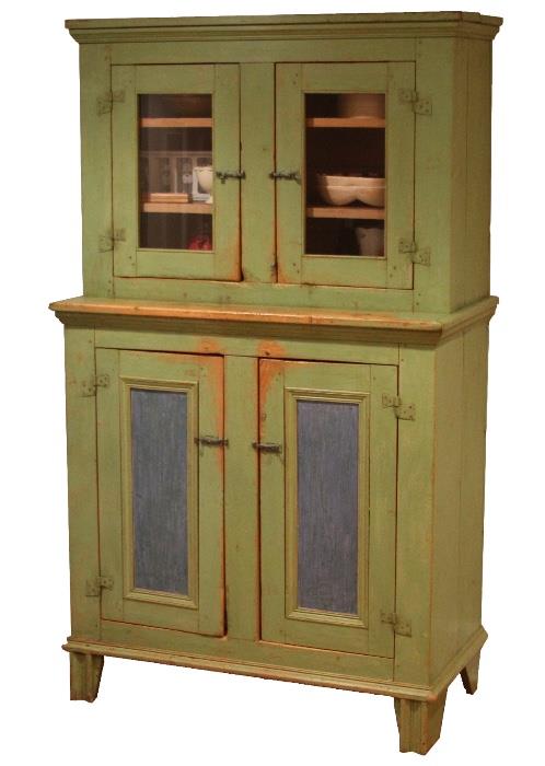Antique Painted Step Back Cupboard