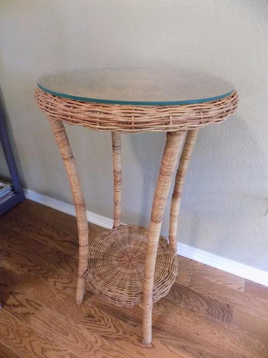 vintage tall wicker table/stand