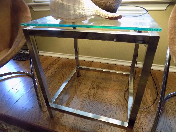 chrome/glass accent table