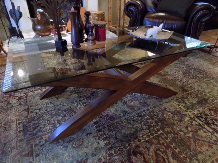 Modern glass/wood coffee table