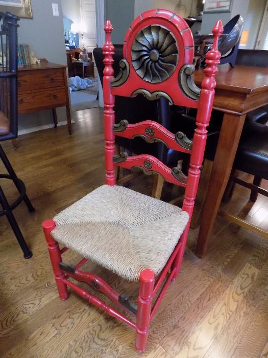 red folk art chair