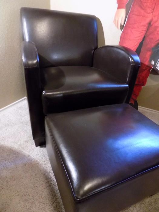 leather chair and matching ottoman