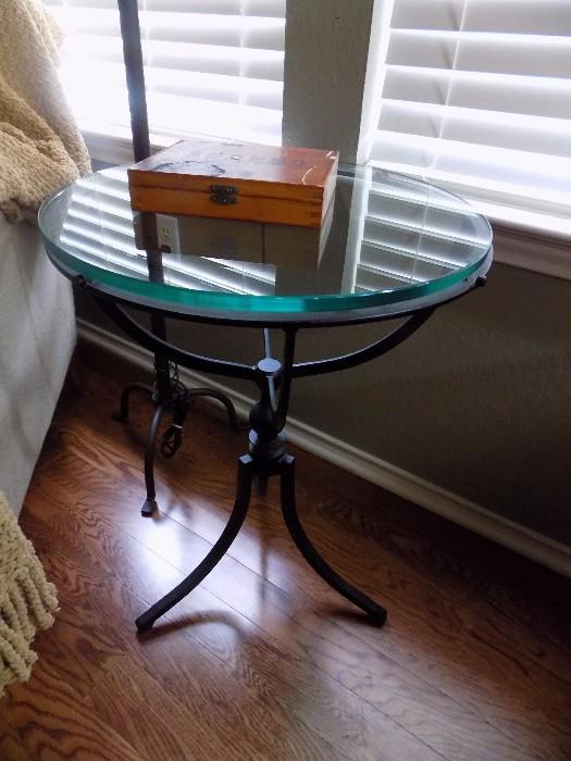 wrought iron/glass table