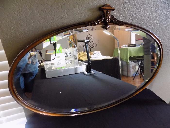 beveled oval wall mirror