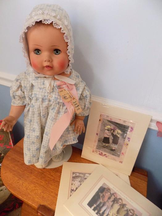vintage doll and cute matted prints