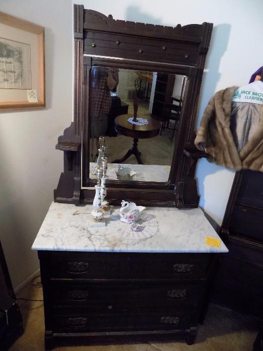 antique marble top dresser...circa early 1900's
