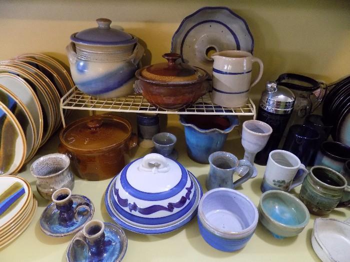 assorted artisan stoneware pottery