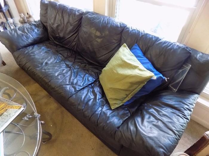 Leather sofa...navy blue