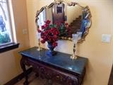 entry table with marble top and gilt mirror