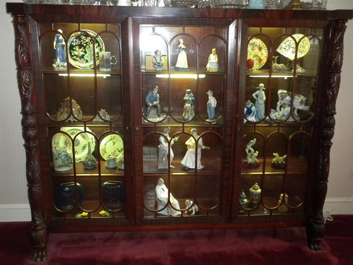 INCREDIBLE ANTIQUE CARVED DISPLAY CASE & FULL OF TREASURES