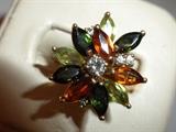 CUSTOM DESIGNED 14KT GOLD MIXED GEMS COCKTAIL RING