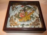 CHINESE SWEET MEAT SET IN REVERSE PAINTED GLASS TOP BOX