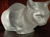 LARGE VINTAGE GLASS CAT